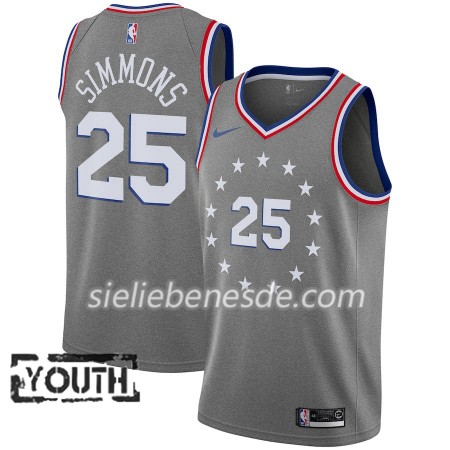 Kinder NBA Philadelphia 76ers Trikot Ben Simmons 25 2018-19 Nike City Edition Grau Swingman